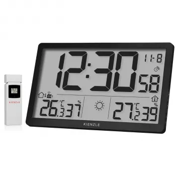 KIENZLE Jumbo NEO LCD laika stacijas sienas pulkstenis melns