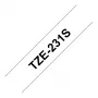 Brother TZe-231S 12mm melna uz balta laminēta marķējuma lente (4m)