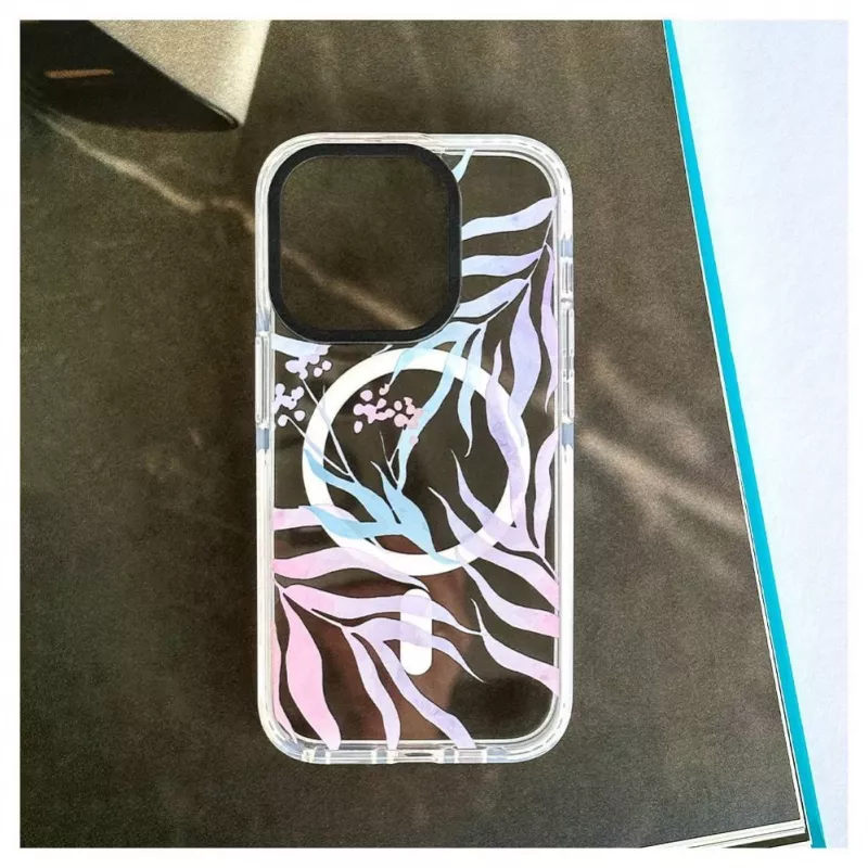 Evelatus Apple iPhone 15 Pro PC+TPU vāciņš ar MagSafe - Pielāgots ziedu raksts