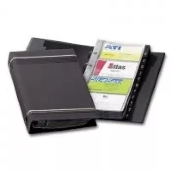 DURABLE VISIFIX 200 Vizītkaršu gredzenu mapes, 200 kartītes, A-Z rādītājs, melna 238558