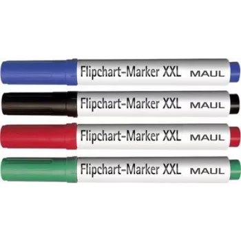 MAUL Flipchart marķieru komplekts, kaltveida uzgalis 3,0-6,5 mm, 4 dažādas krāsas