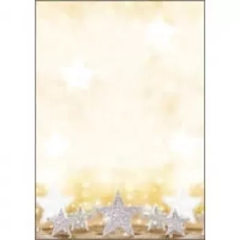 Sigel Ziemassvētku motīvu papīrs ar spīdīgām zvaigznēm - A4 (210 x 297 mm) - 90 g/m² - 100 loksnes (DP029)