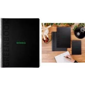 RHODIA GREENBOOK College Block A4+ lineāls melns pārstrādāta kartona vāks 119933C