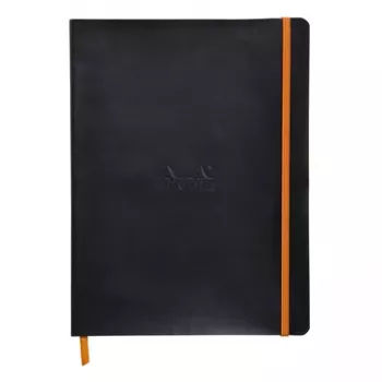 RHODIA RHODIARAMA piezīmju grāmatiņa B5, līnijota, melna mākslīgā āda, 80 lapas 117502C