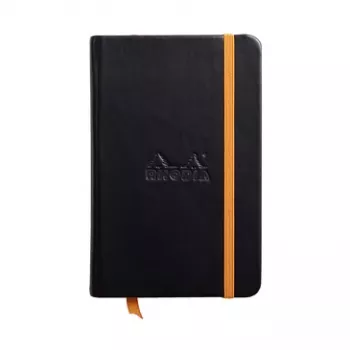 RHODIA RHODIARAMA piezīmju grāmatiņa 90 x 140 mm, līnijas, melna, mākslīgās ādas cietie vāki, 96 lapas 118642C