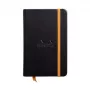 RHODIA RHODIARAMA piezīmju grāmatiņa 90 x 140 mm, līnijas, melna, mākslīgās ādas cietie vāki, 96 lapas 118642C