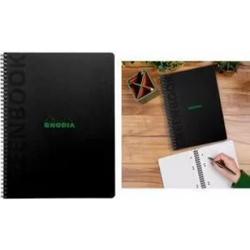 Rhodia Greenbook College Block A5+ lineāls melns pārstrādāta kartona vāks 80 loksnes 119925C