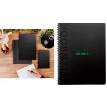 Rhodia GREENBOOK College Block A5+ lineārs, melns pārklājums no pārstrādāta kartona, 80 loksnes 119935C