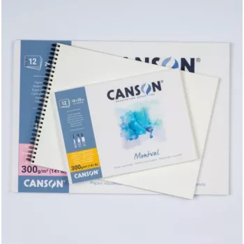 Canson Montval akvareļpapīrs, 200 g/m², 500 x 650 mm, dabīgi balts, smalkgraudains, bez skābes, 10 loksnes C518412002