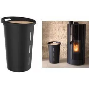 EDA granulu uzglabāšanas kaste, 38 litri, melna plastmasa ar koka vāku, 20 kg ietilpība - 1 gabals (010478 NO)