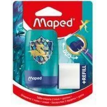 Maped Dragon asināmais un dzēšgumija 2-in-1 - dubultā asināšanas tvertne ar iebūvētu dzēšgumiju, 1 gabals (049224)