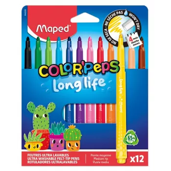 Maped Color'Peps Long Life flomāsteri, dažādas krāsas, 12 pildspalvas (844000)