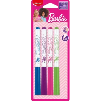 Maped Barbie tāfeles marķieri, 4 gab., 1,5 mm apaļš uzgalis, bez smaržas, sausās dzēšanas, dažādās krāsās 741301