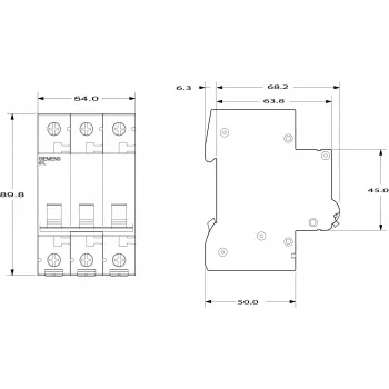 SIEMENS 5TL13910 Atdalītājslēdzis 100A 3-poliem 400V AC DIN sliedei
