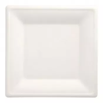 PAPSTAR pure kvadrātveida cukurniedru šķīvji 260 x 260 mm, 12 gab., kompostējami, mikroviļņu krāsnī izmantojami 89755