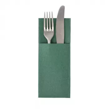 PAPSTAR ROYAL Collection salvetes kabatiņa, tumši zaļa, audumam līdzīgs premium papīrs, iepriekš salocīta ar galda piederumu kabatiņu, 40 x 40 cm, 50 gabali 37334