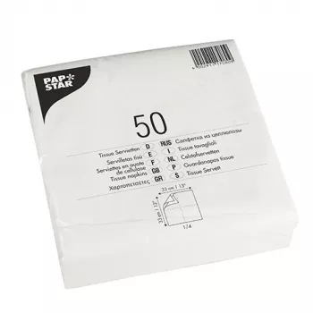 PAPSTAR pusdienu salvetes, 330 x 330 mm, 2 kārtu, baltas, 1/4 locījums, 250 gab. 17080