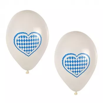 PAPSTAR Bavārijas zili balts lateksa balons, 250 mm diametrs, 1 gabals 81949