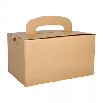 PAPSTAR pure pusdienu kastīte ar pārnēsāšanas rokturi, brūns kartons, 424 g/m², salokāma, 1 gabals 88980