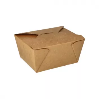 PAPSTAR pure pusdienu kārba 750 ml brūns kartons ar PLA pārklājumu vienreizlietojams pārtikas trauks 85687