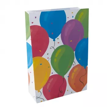 PAPSTAR ballīšu papīra maisiņi ar balonu dizainu, 190 x 280 x 70 mm, bloka dibens, sānu ielocījums 70 mm, 1 gabals (88377)