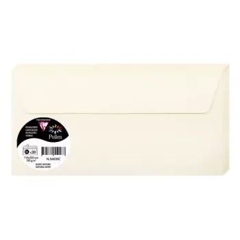 Pollen by Clairefontaine DL aploksne, dabīgi balta 120 g/m², 110 x 220 mm, pH neitrāla, bez skābes, 1 gabals (56030C)