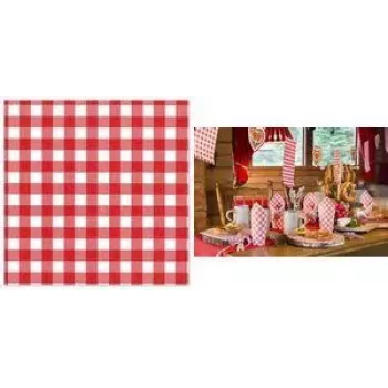 PAPSTAR Vichy Check sarkani/balti 1-kārtas papīra salvetes, 330 x 330 mm, 1/4 locījums, 250 gab. iepakojumā 88762