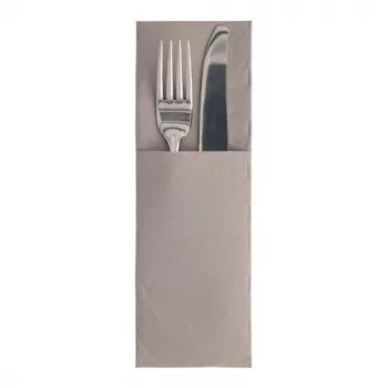 PAPSTAR ROYAL Collection salvetes kabatiņa, pelēka, 40 x 40 cm, 1-slāņa airlaid, iepriekš salocīta ar galda piederumu kabatiņu, 50 gab. 89417