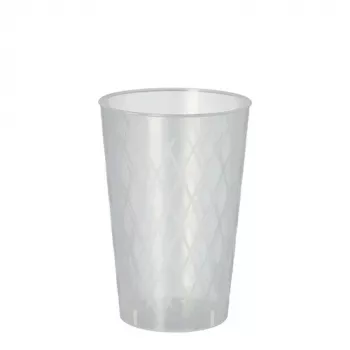 PAPSTAR daudzkārt lietojams dzeršanas trauks, 0,25 L, caurspīdīgs, 40 gab., diametrs 70 mm, augstums 105 mm, trauku mazgājamā mašīnā mazgājams (89820)