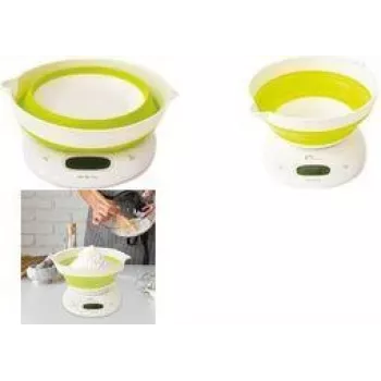Little Balance LB 8064 salokāms virtuves svari ar bļodu, balti/gaiši zaļi, 5 kg