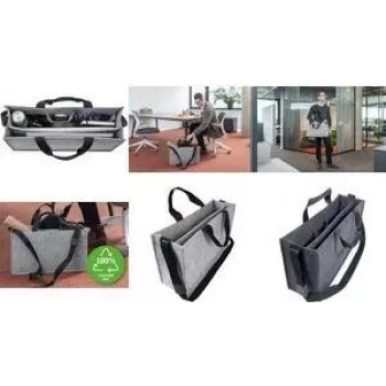 SIGEL Business filca soma Desk Sharing Bag Classic L, pelēks sintētiskais filcs, 2 pārnēsāšanas rokturi un regulējama plecu siksna, 1 gabals (BA409)