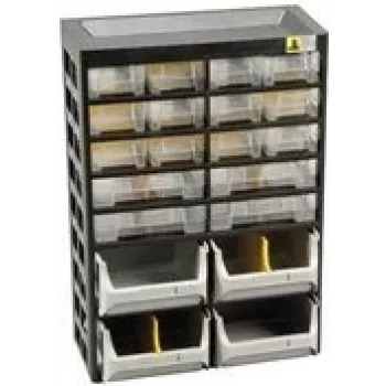 Allit VarioPlus Basic 34 sīko detaļu žurnāls, 20 atvilktnes, plastmasa, pelēks, 305 x 170 x 435 mm 458160