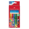 Faber-Castell Colour GRIP trīsstūrveida krāsainie zīmuļi, dažādas krāsas, 10 gabali, mīkstās saķeres zona, izturīgs pret lūšanu 3,3 mm grafīts, uz ūdens bāzes laka, promo maciņš 201585