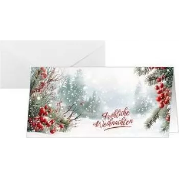SIGEL DS645 Ziemassvētku kartīte Scandinavian Snow, DIN Lang ainavas formātā, 250 gsm balts kartons, tintes printeris/lāzera printeris/kopētājs, 1 gabals