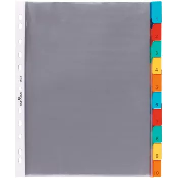 DURABLE A4 kabatas dalītāji, 10 daļas, dažādu krāsu cilnes, polipropilēns 663219