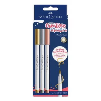 Faber-Castell Goldfaber Creative marķieru komplekts, 3 dažādas krāsas, uz ūdens bāzes pigmenta tinte, bez smaržas, nenotriepjas, izturīga pret šļakatām, blisteriepakojums 161005