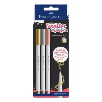 Faber-Castell Creative Marker Goldfaber, 3 gab. blistera iepakojumā, ūdens bāzes tinte, bez smaržas, nesmērējas un izturīgs pret šļakatām 161108
