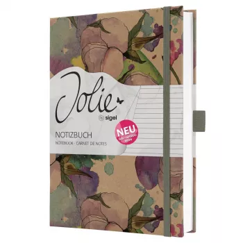 SIGEL Jolie Pure Cottonflowers piezīmju grāmatiņa A5, līnijota, cietie vāki, 176 lappuses, balta, 100gsm, JN855