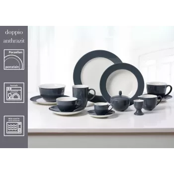 Ritzenhoff & Breker Doppio antropracīta zupas šķīvis 220 mm porcelāns, 6 gab. komplekts 430219
