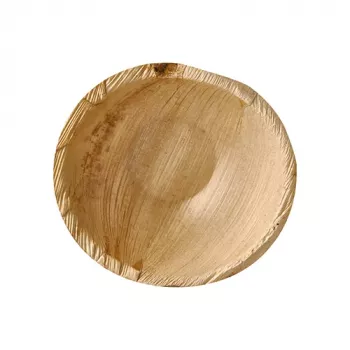 Papstar 87185 Apaļa vienreizlietojama bļoda no palmu lapām, dabīga, 15 cm, 25 gabali