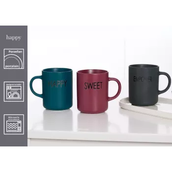 Ritzenhoff & Breker EMPOWER pelēkas porcelāna kafijas krūzes, 390 ml, komplekts ar 4 425758