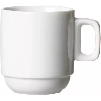 Ritzenhoff & Breker BIANCO balti porcelāna kafijas krūzes, 245 ml, 6 gab. komplekts, sakraujamas, trauku mazgājamā mašīnā un mikroviļņu krāsnī izmantojamas 429848