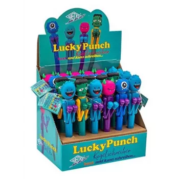 WEDO Monster lodīšu pildspalva Lucky Punch, dažādās krāsās, mehāniskā boksa funkcija, zila tinte, 1 gabals (252 2399)