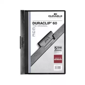 DURABLE DURACLIP 60 A4 mapju turētājs ar klipsi melns (25 gab. iepakojums) 220901