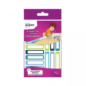 AVERY pildspalvu etiķetes, papīrs, 10 x 50 mm, krāsaini rāmji, noapaļoti stūri, rakstāmas ar roku, pastāvīga līme - 30 etiķetes (RESMI30G)