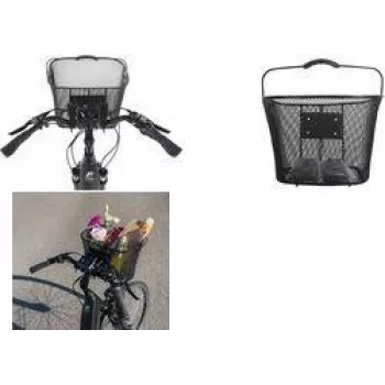 FISCHER E-Bike PLUS velosipēda stūres grozs, smalka sieta tērauda stieple, melns, ātrās noņemšanas, 5 kg 50653