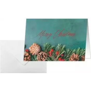 SIGEL DS642 Ziemassvētku zaļais A6 ainavas salocīta karte, 250 gsm balts kartons, tintes/lāzera/kopētājs, 5 kartes ar aploksnēm