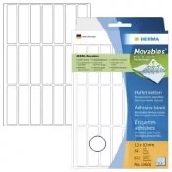 HERMA Movables 10606 pašlīmējošas papīra etiķetes, matēti baltas, 13 x 50 mm, 672 etiķetes (32 loksnes x 21), noņemamas