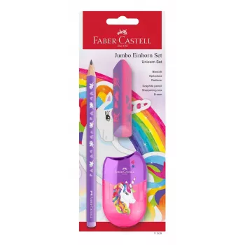 Faber-Castell Unicorn Jumbo rakstāmpiederumu komplekts, violets, 3 gab., 3 mm grafīts, ergonomisks trīsstūrveida satvēriens 111528