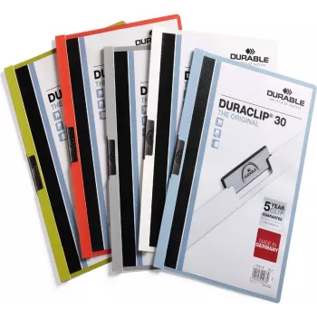 DURABLE DURACLIP 30 A4 dokumentu mape ar klipsi zilā krāsā (25 gab. iepakojums) 220057